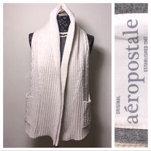 Aeropostale open front sweater size small beige